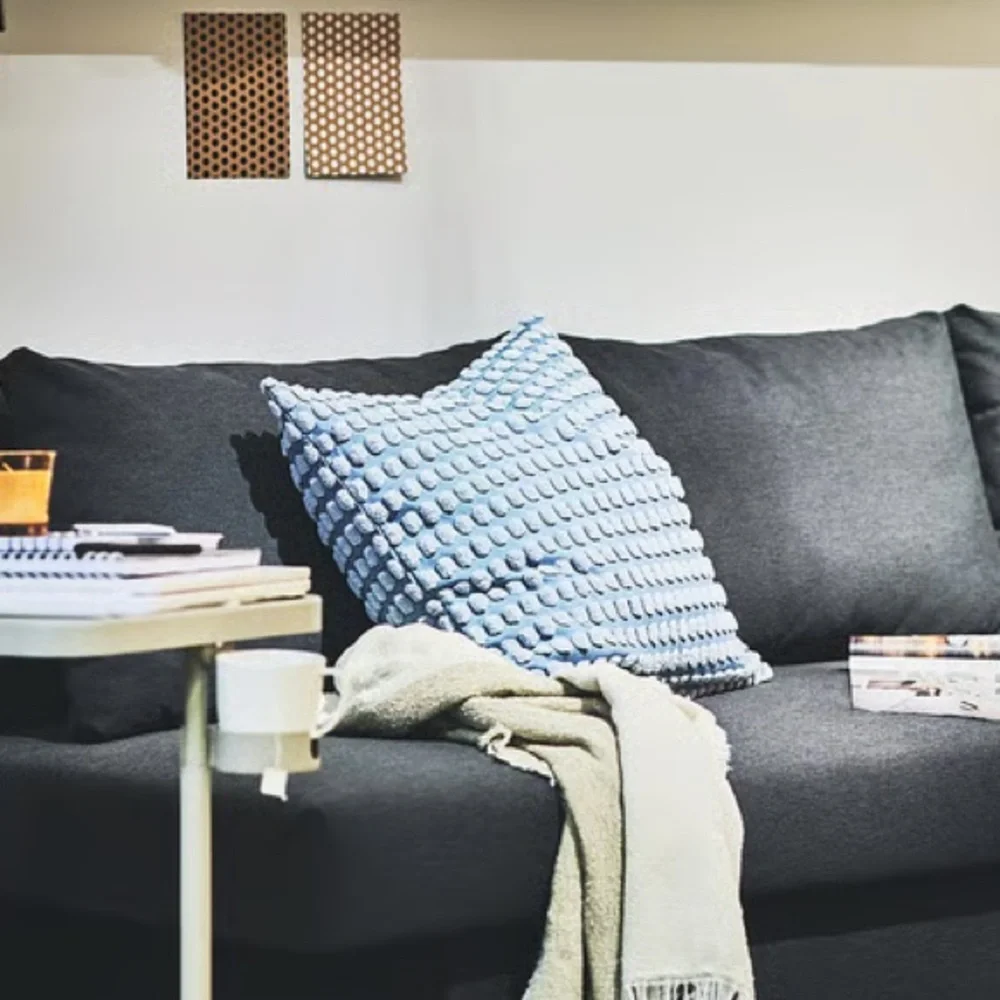 Textured Dot Throw Cushion Cover in Blue
